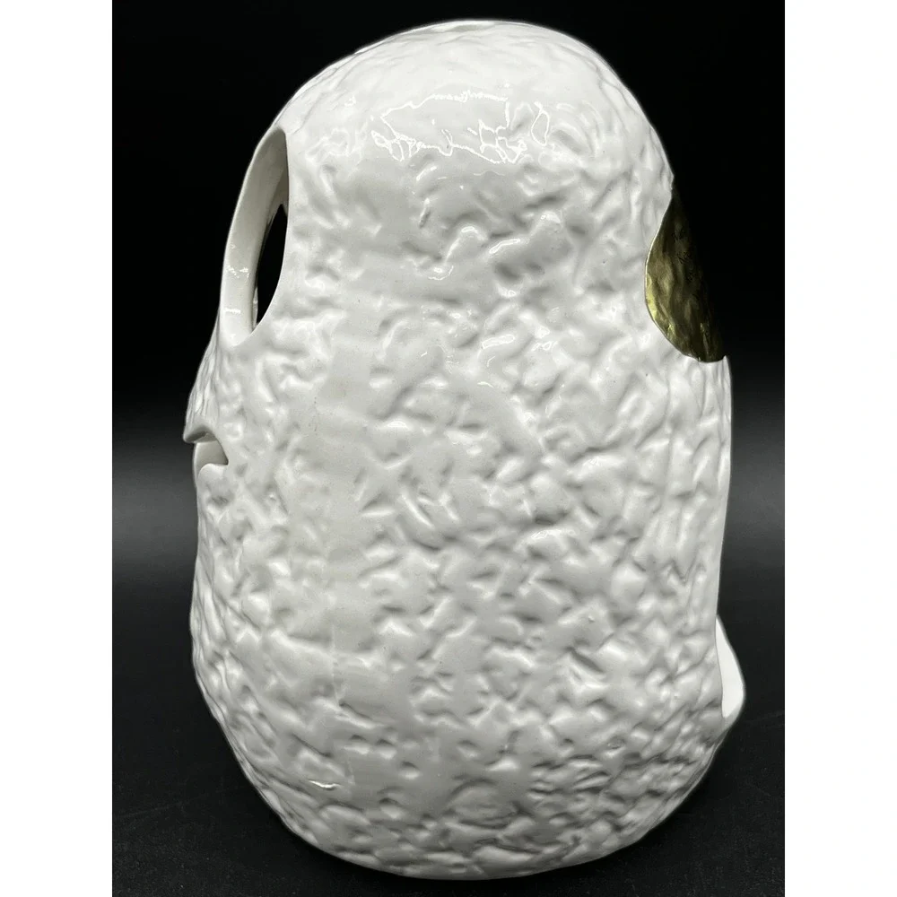 Vtg White Textured Ceramic Ghost Tealight Candle Holder Halloween 5